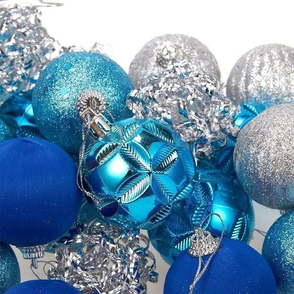 35 Pack Mini Ball Ornaments for Christmas Tree, Blue and Silver Peacock‎ Holiday - Picture 6 of 7